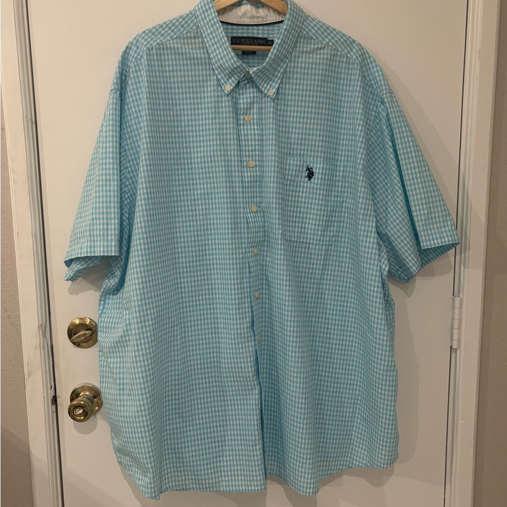 U.S. Polo Assn. Blue Casual Button Down Shirt Small Gingham Checkered Size 3XL